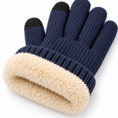 Plush-Lined Knit Gloves