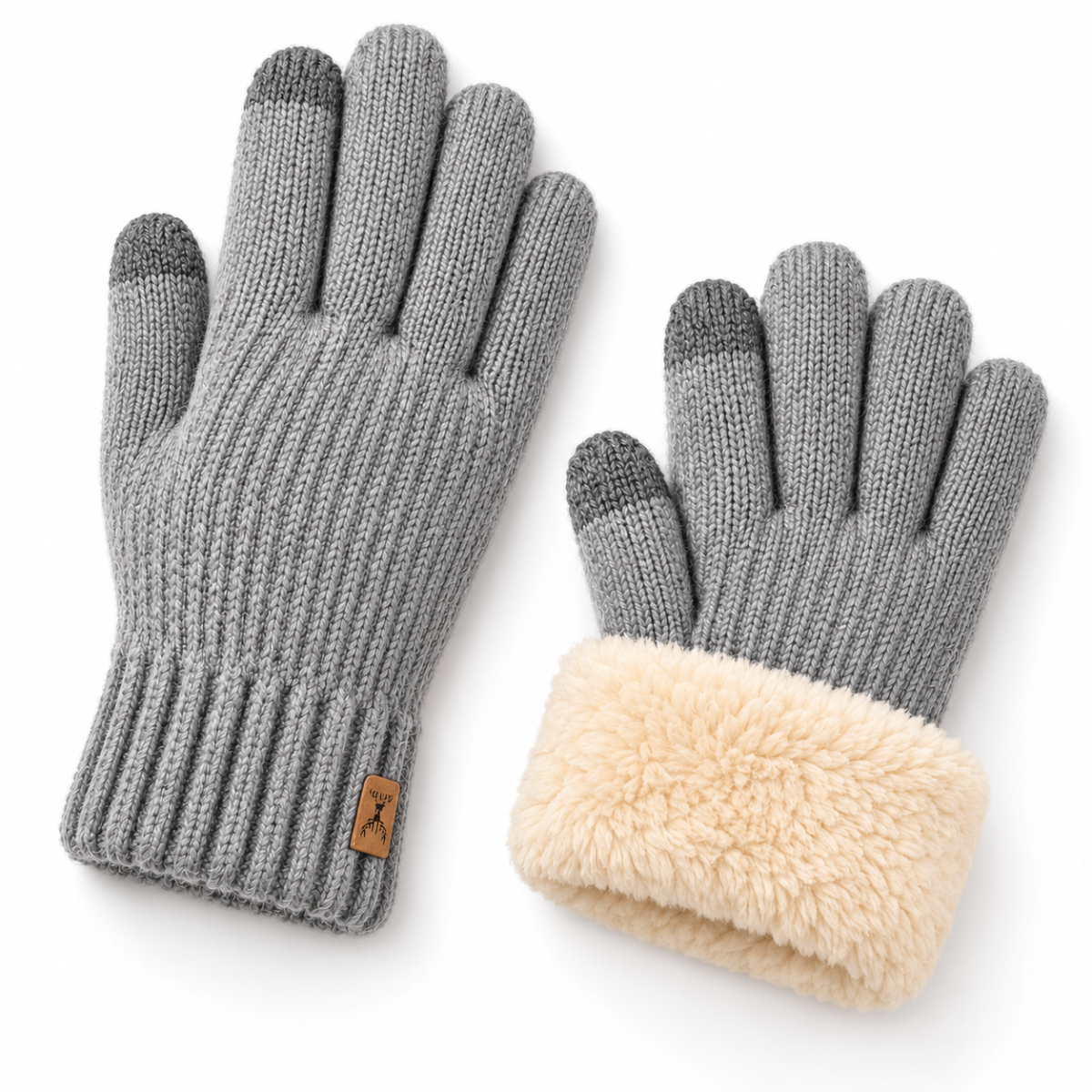 Plush-Lined Knit Gloves