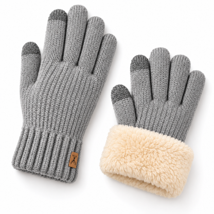 Plush-Lined Knit Gloves